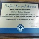 Construction company given Perfect Record Award